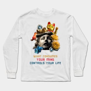 Surreal Face, Luck, Mind Control Modern Hidden Message Art Long Sleeve T-Shirt